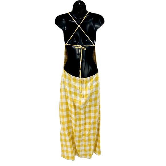 Reformation 10 Nia linen yellow gingham midi dress - Picture 9 of 10